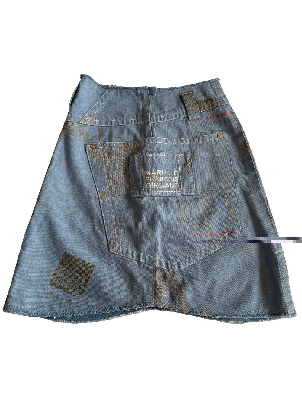 Rare 90s/2000s Marithe + Francois Girbaud Graphic Vintage Denim Skirt Size 27